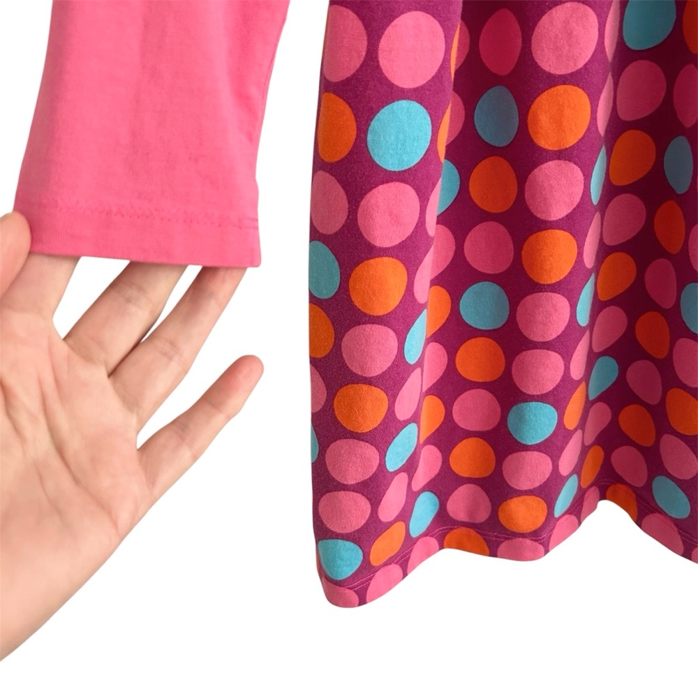 Hanna Anderrson Pink Multicolor Polka Dots Crew Neck LS Play Dress Size 130 / 8 - Picture 4 of 8